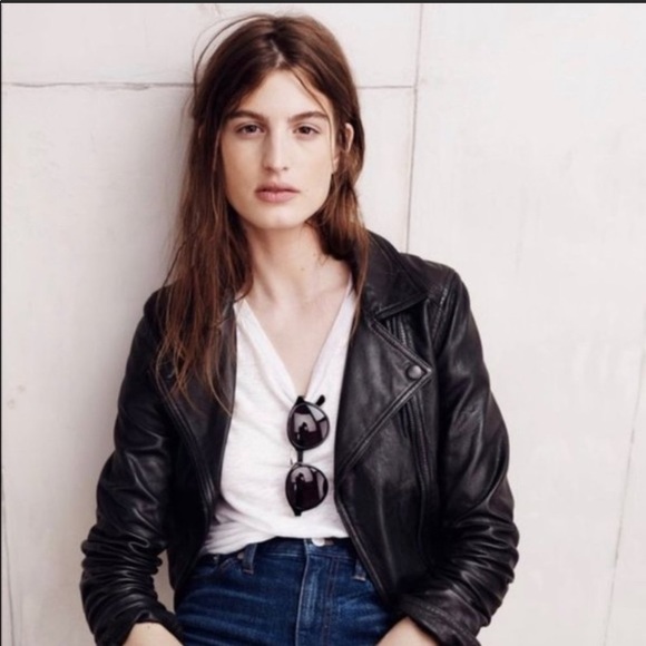 Madewell perfect leather Moto jacket true black, size XS - Picture 3 of 15